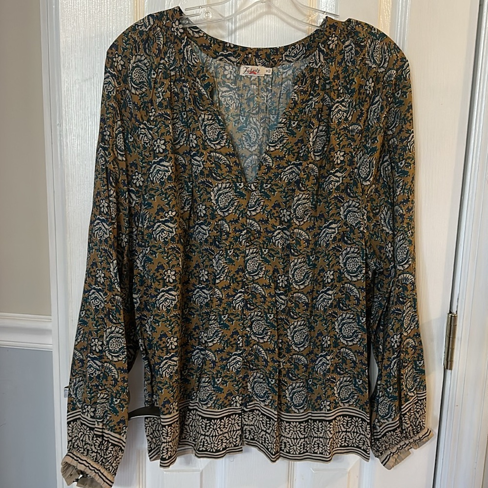 Faherty Naomi Top Fairfield Border Print